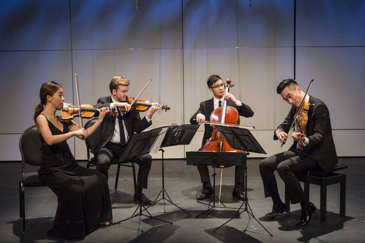 The Rolston String Quartet at the Banff International String Quartet Competition, where they took home first prize in 2016. Photo: Donald Lee