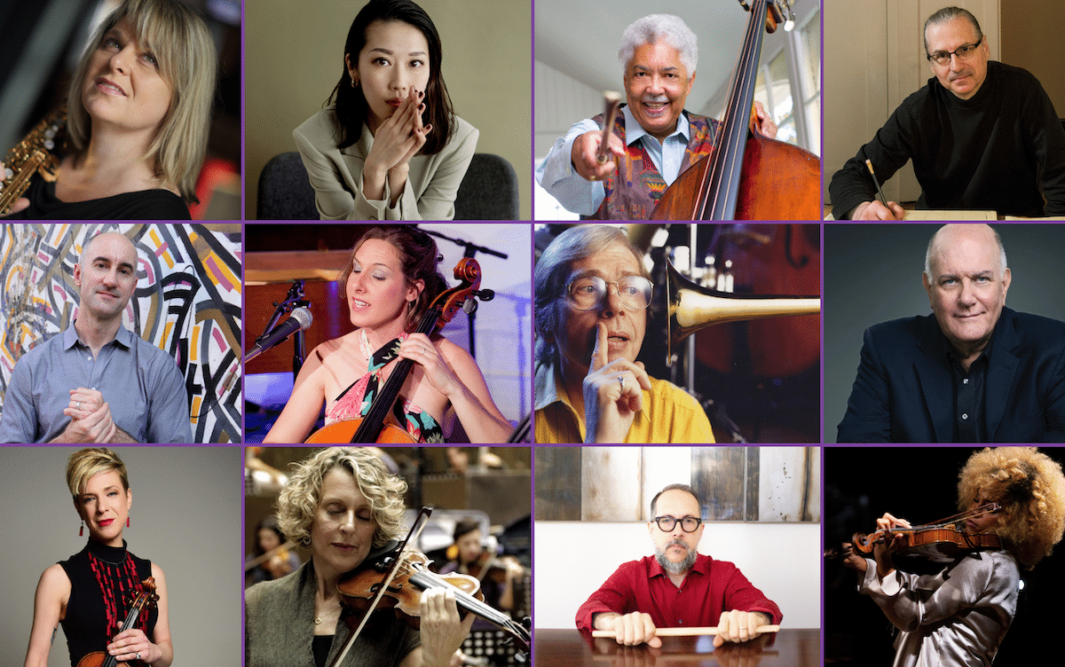 Photos from top: Christine Jensen, Miho Hazama, Rufus Reid, Dave Rivello, Alan Ferber, Jody Redhage Ferber, Bob Brookmeyer, Jim McNeely, Sara Caswell, Joyce Hammann, John Hollenbeck, and Lady Jess