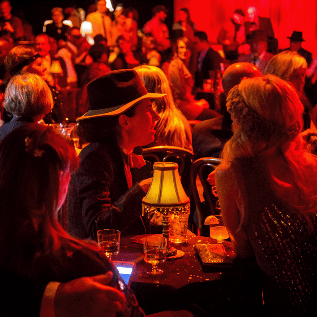 Audience members at The Wild Party, an immersive Jazz Age-musical presented by the Denver Center Theater Company.