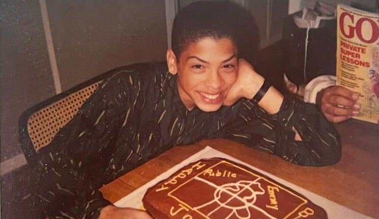 The author on his birthday with a cake decorated with the Public Enemy logo // Photo: Courtesy of Jason Moran